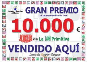 Premio repartido por Loter&iacute;a del Rosario &mdash; Joker 2013